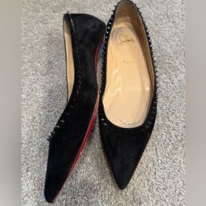 Christian Louboutin Black Spiked Suede Flats